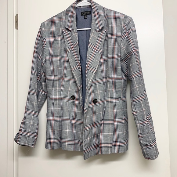 Topshop Cham Linen Checkered Jacket - Picture 2 of 4